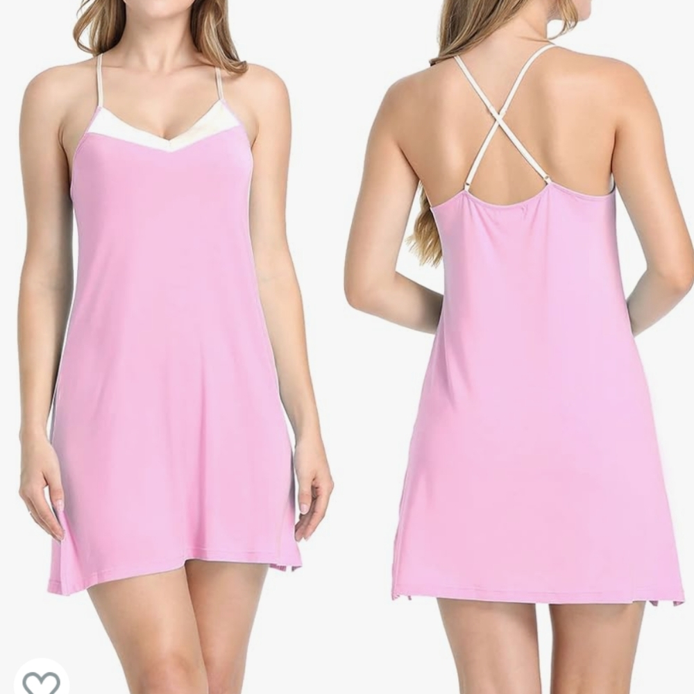 Short Nightgown / Slip / Nightie, Bamboo, adjustable straps, satin detail, small